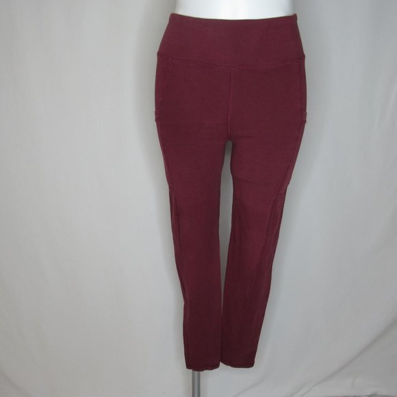 Saturday Sunday Anthropologie Maroon High Rise Stash Pocket Leggings Women's S - Picture 5 of 8